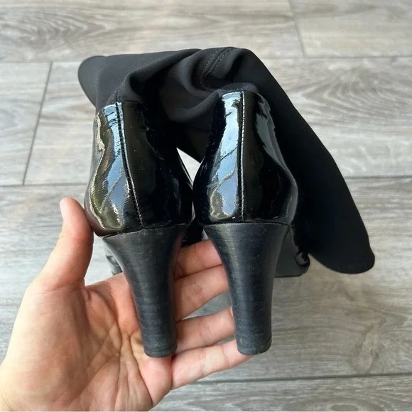 France Mode Patent Leather Heeled Sock Boots Made  in France - Picture 4 of 13